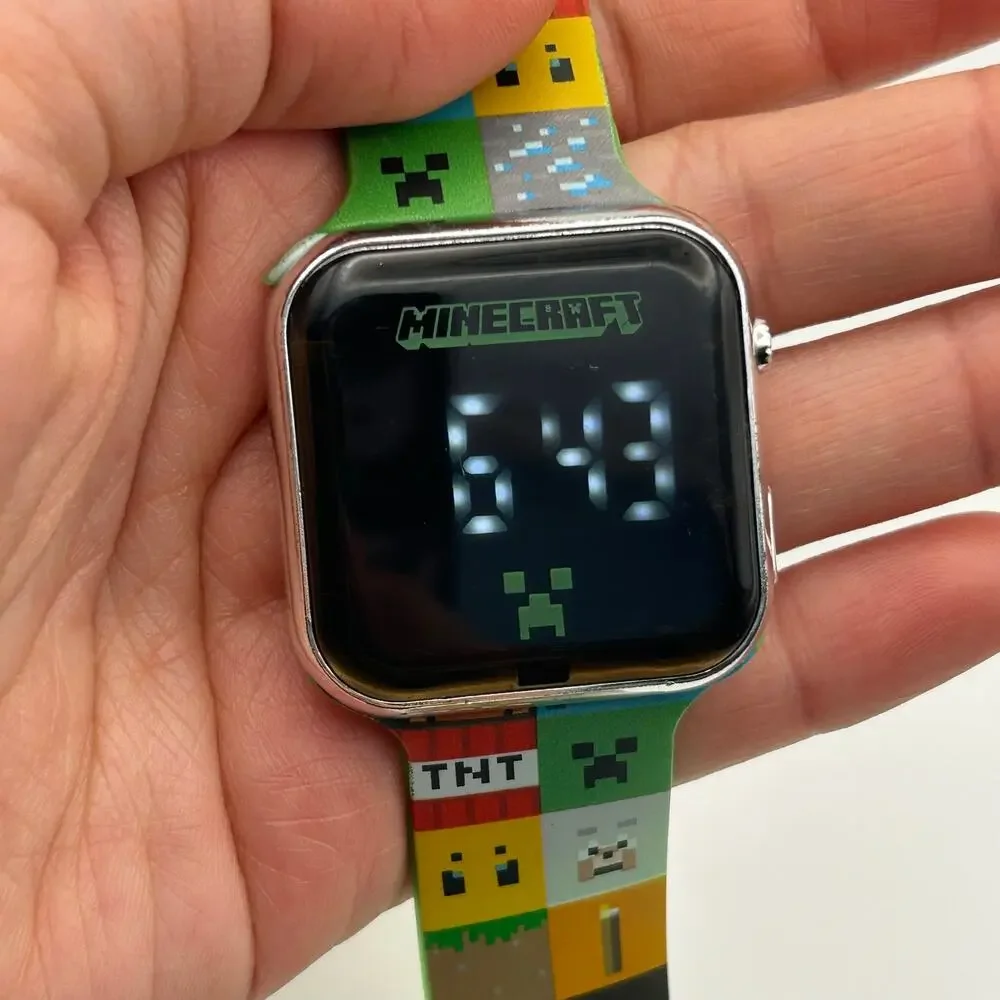 Accutime Minecraft LED Watch Featuring character-themed Silicone Strap